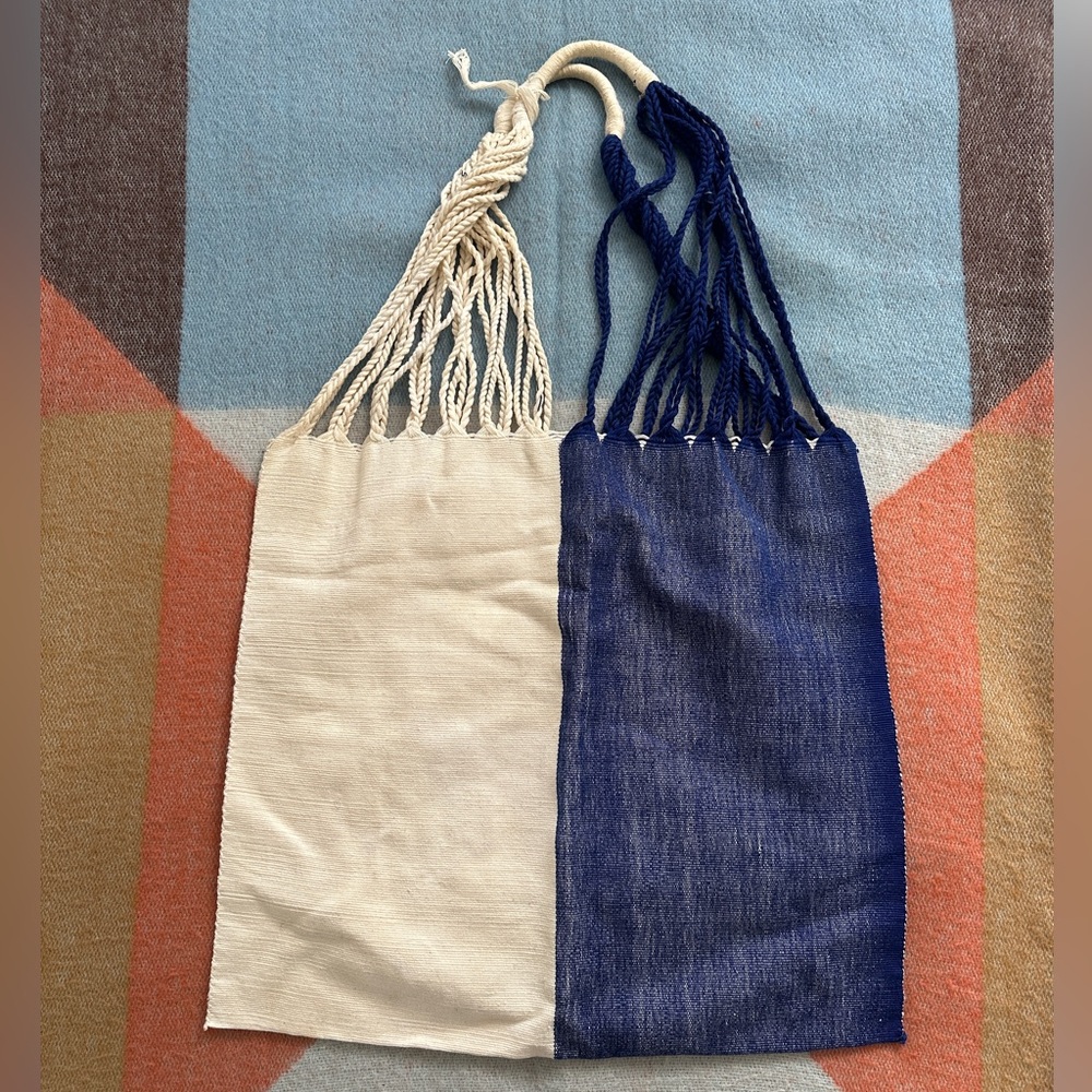 Oaxaca | Mexican Tote Bag | Two-Tone Cream and Blue Women's Bag